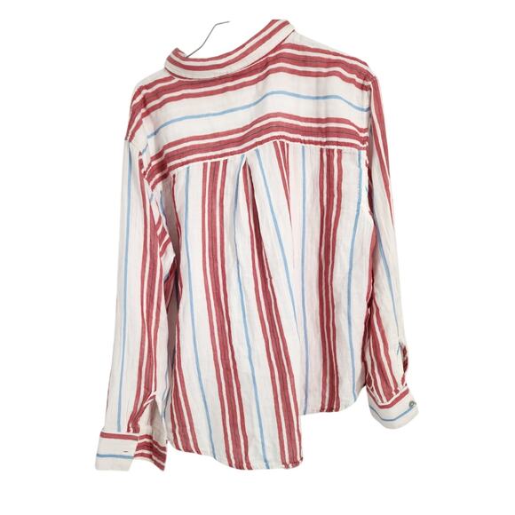 Maurices Vertical Striped Long Sleeve Button Down Cotton Top Womens Size Large L - Picture 2 of 4